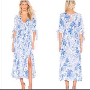 Free People Blue and White Floral Midi Dress